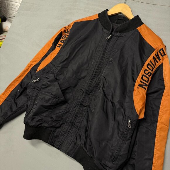 Harley Davidson Embroidered Nylon Men’s Bomber‎ Mesh Lined Jacket Large - Picture 4 of 5